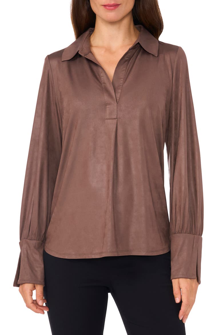 Oversize Johnny Collar Top, Main, color, MOCHA