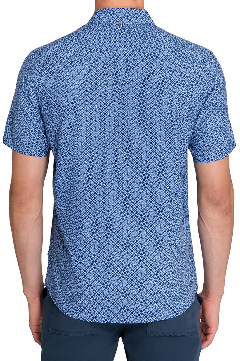 Geometric Woven Short Sleeve Basic, Alternate, color, NAVY/BLUE