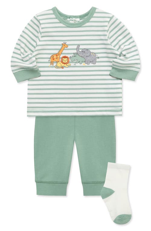 Little Me Jungle T-shirt, Joggers & Socks Set In Green