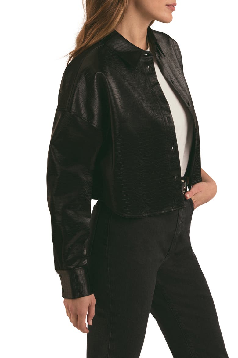 The Crop Oversize Faux Leather Shirt, Alternate, color, SAVANNAH