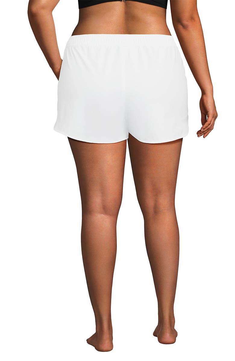 Lands' End Woven Packable 3" Dolphin Hem Swim Cover-up Shorts, Alternate, color, White