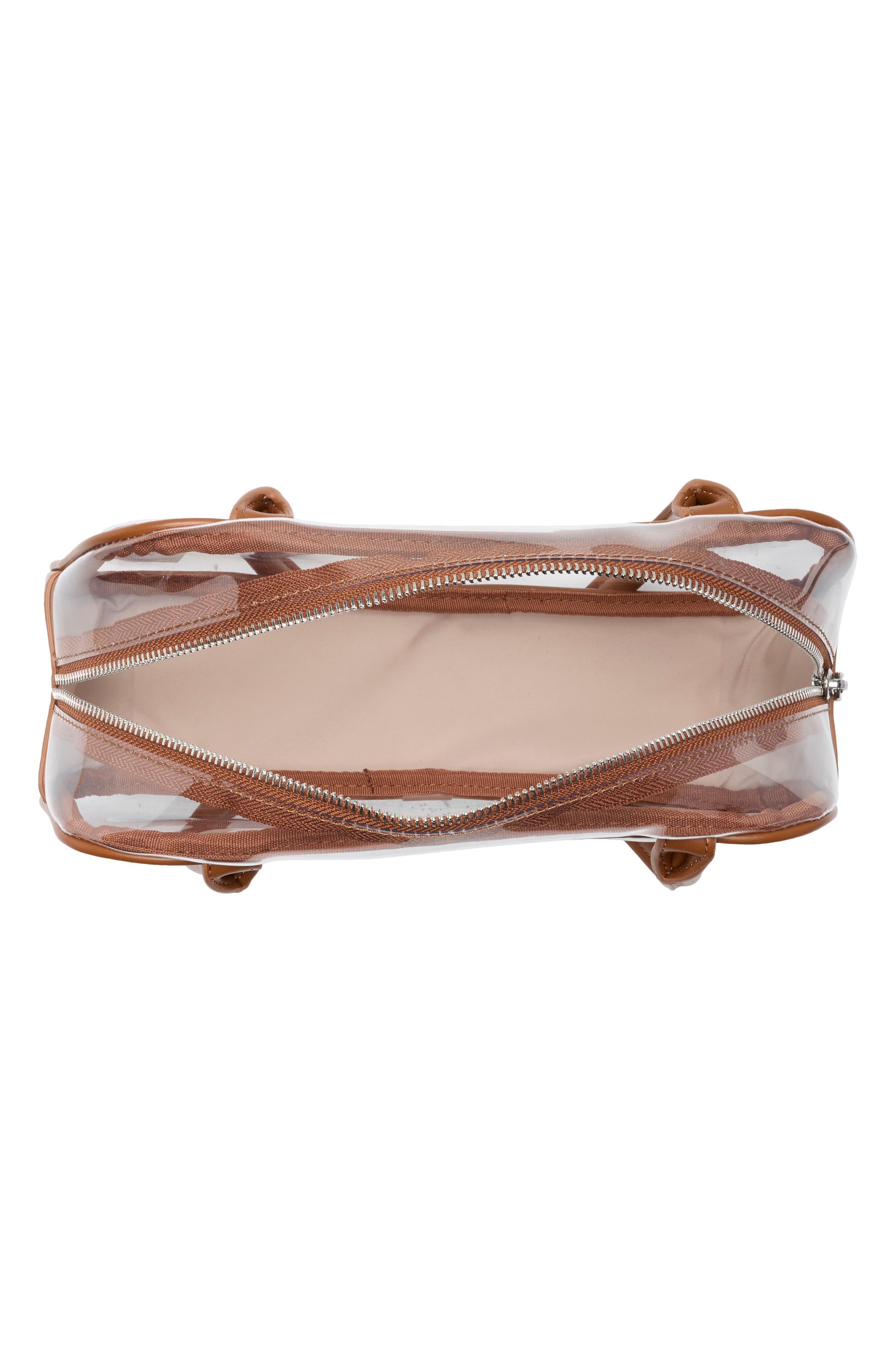 Goldee Clear Shoulder Bag with Fish Pouch, Alternate, color, COGNAC