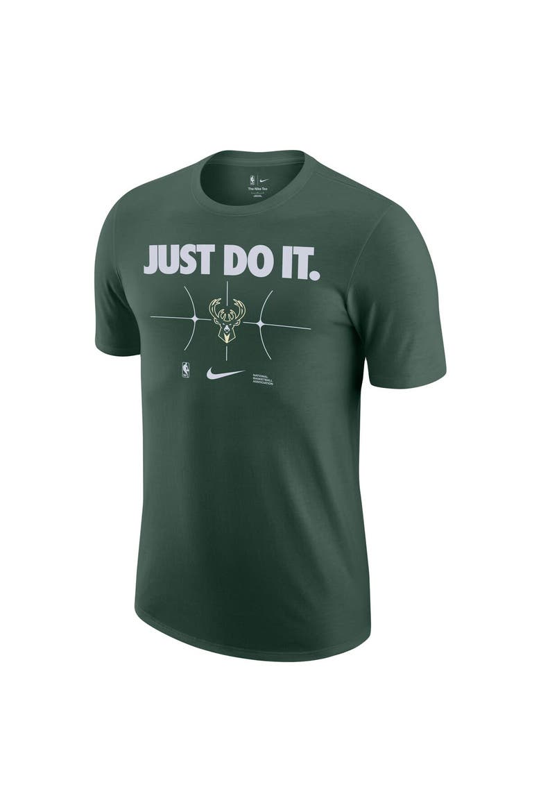 Men's Nike Hunter Green Milwaukee Bucks Just Do It T-Shirt, Alternate, color, Hunter Green
