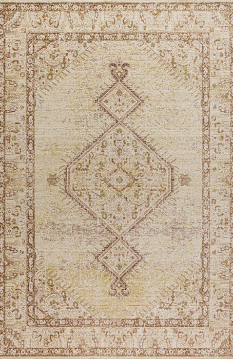Khilana Floral Medallion Chambray Area Rug