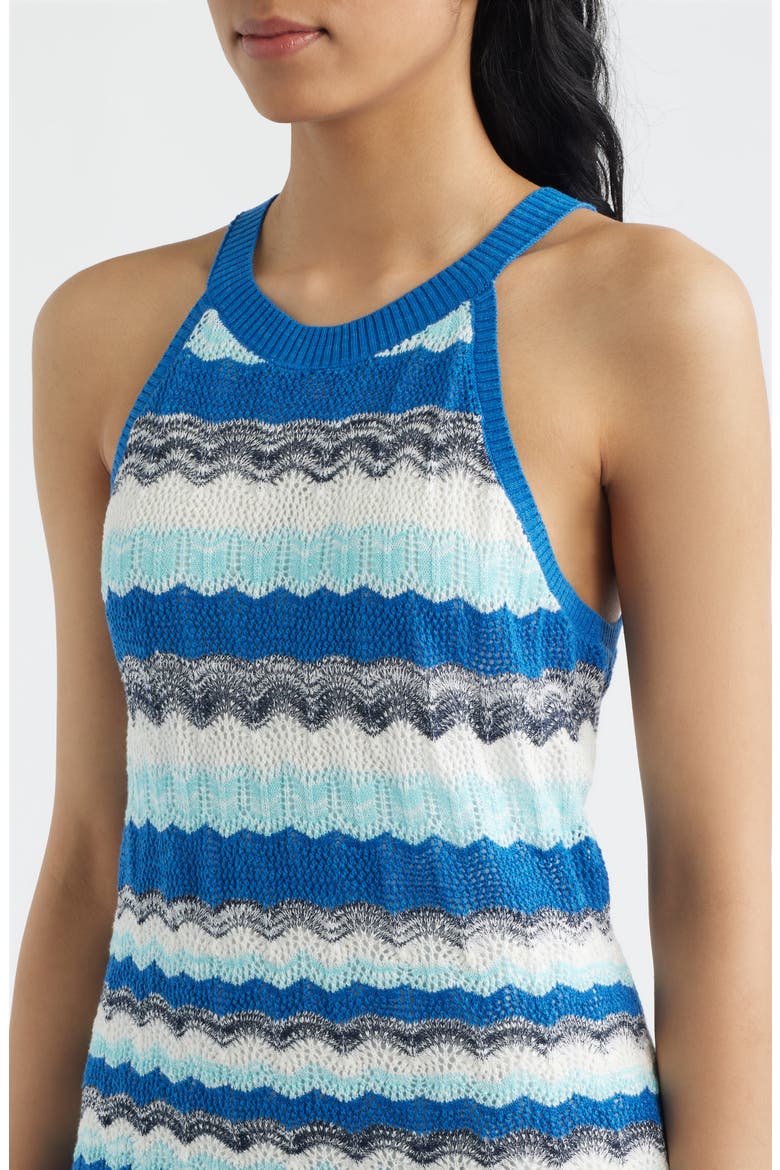 Pointelle Stripe Minidress, Alternate, color, COBALT