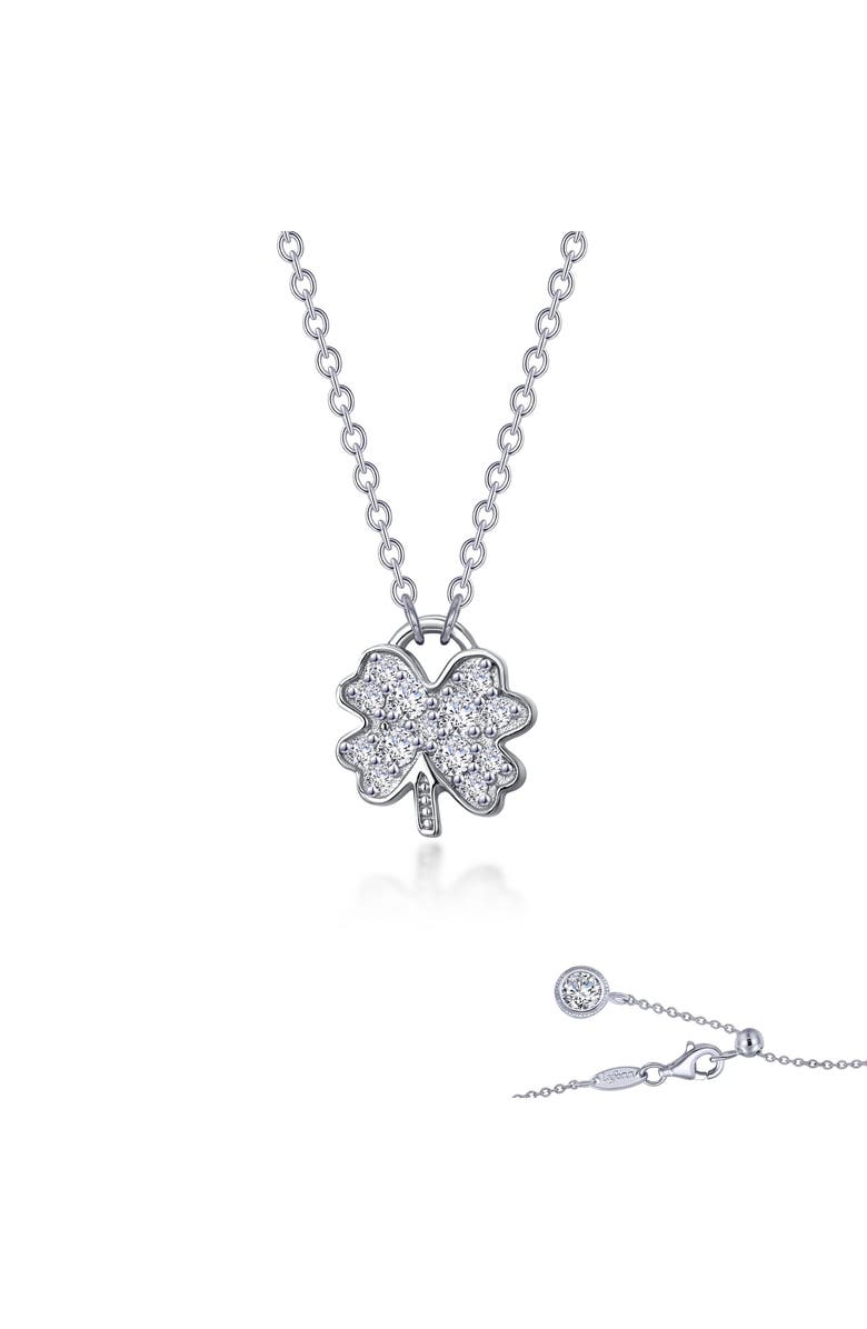 Lafonn Mini Four Leaf Clover Simulated Diamond Necklace, Alternate, color, 