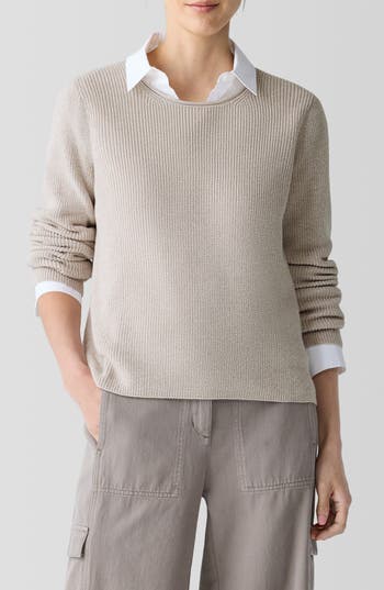 EILEEN FISHER EILEEN FISHER CREWNECK ORGANIC COTTON SWEATER