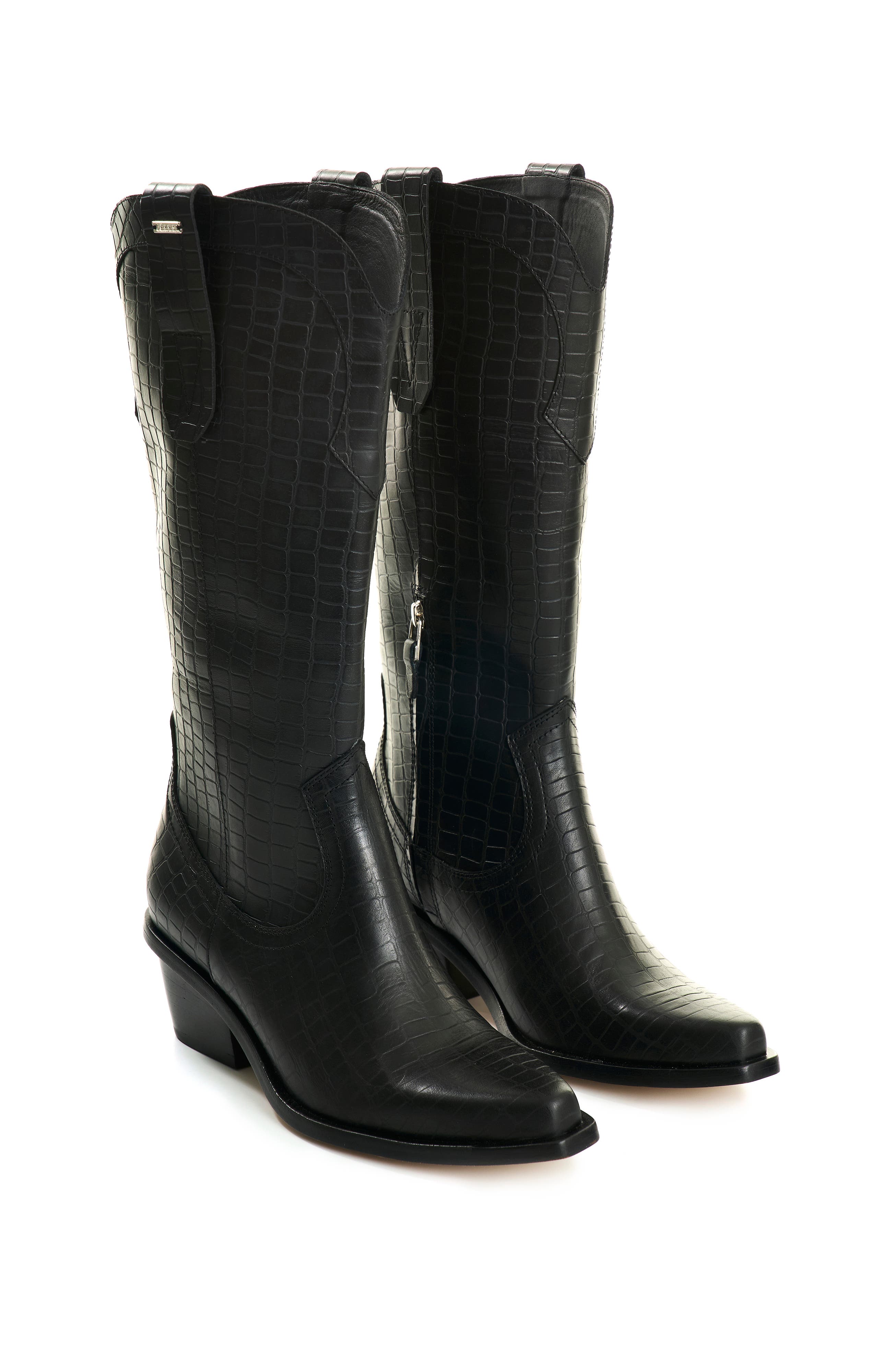 Velez Embossed Leather Boots, Alternate, color, Black