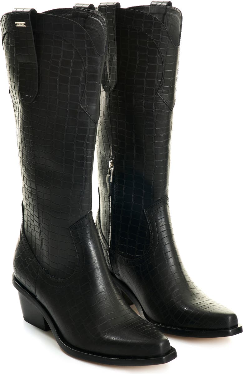 Velez Embossed Leather Boots, Alternate, color, Black