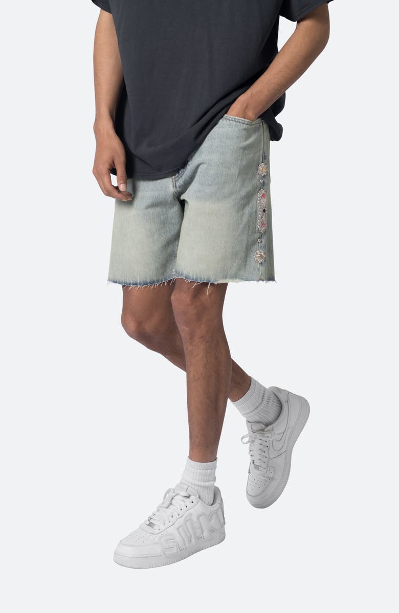 mnml Cutoff Denim Shorts, Alternate, color, Vintage Blue