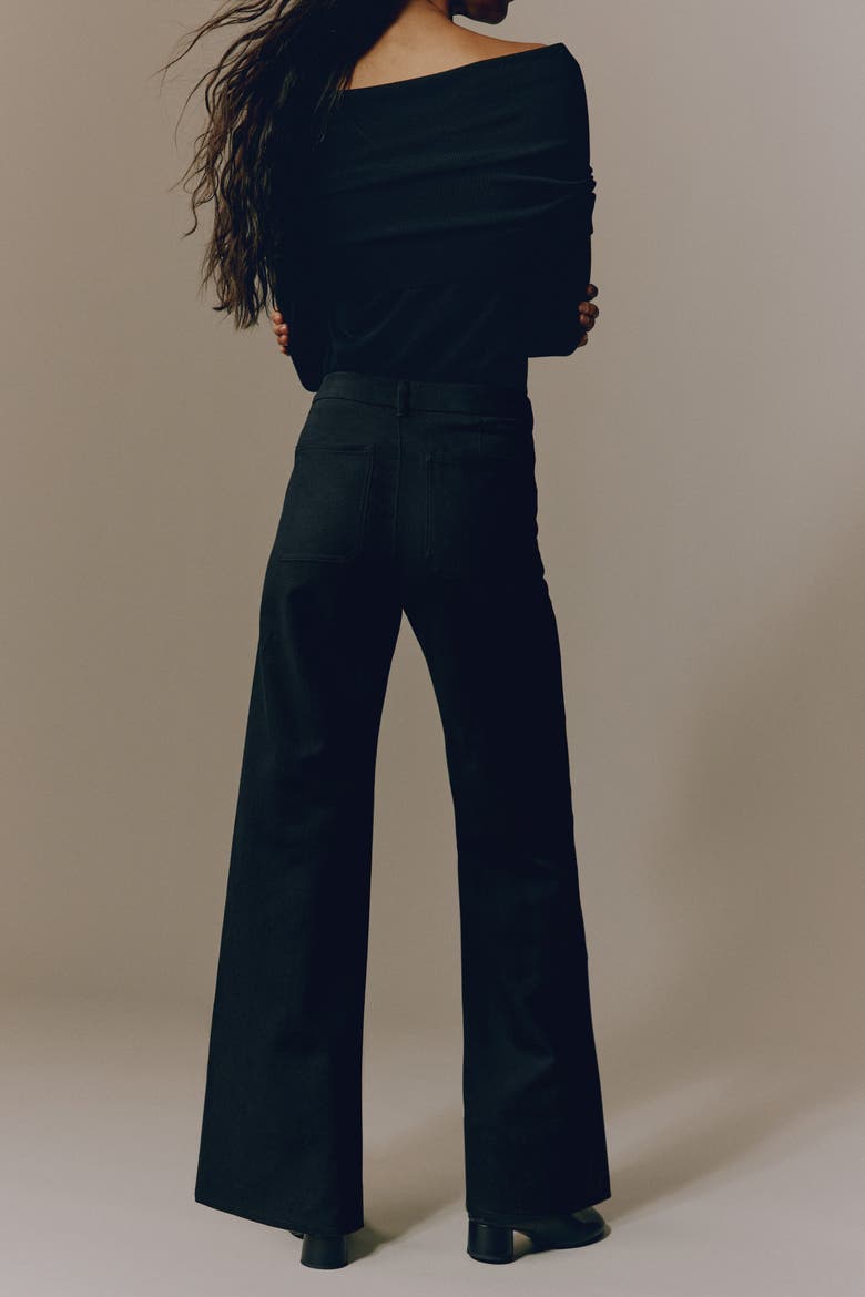 Wide-leg Twill Pants, Alternate, color, Black