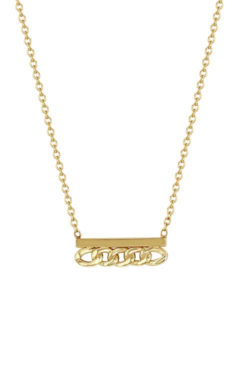 Curb Chain Bar Pendant Necklace