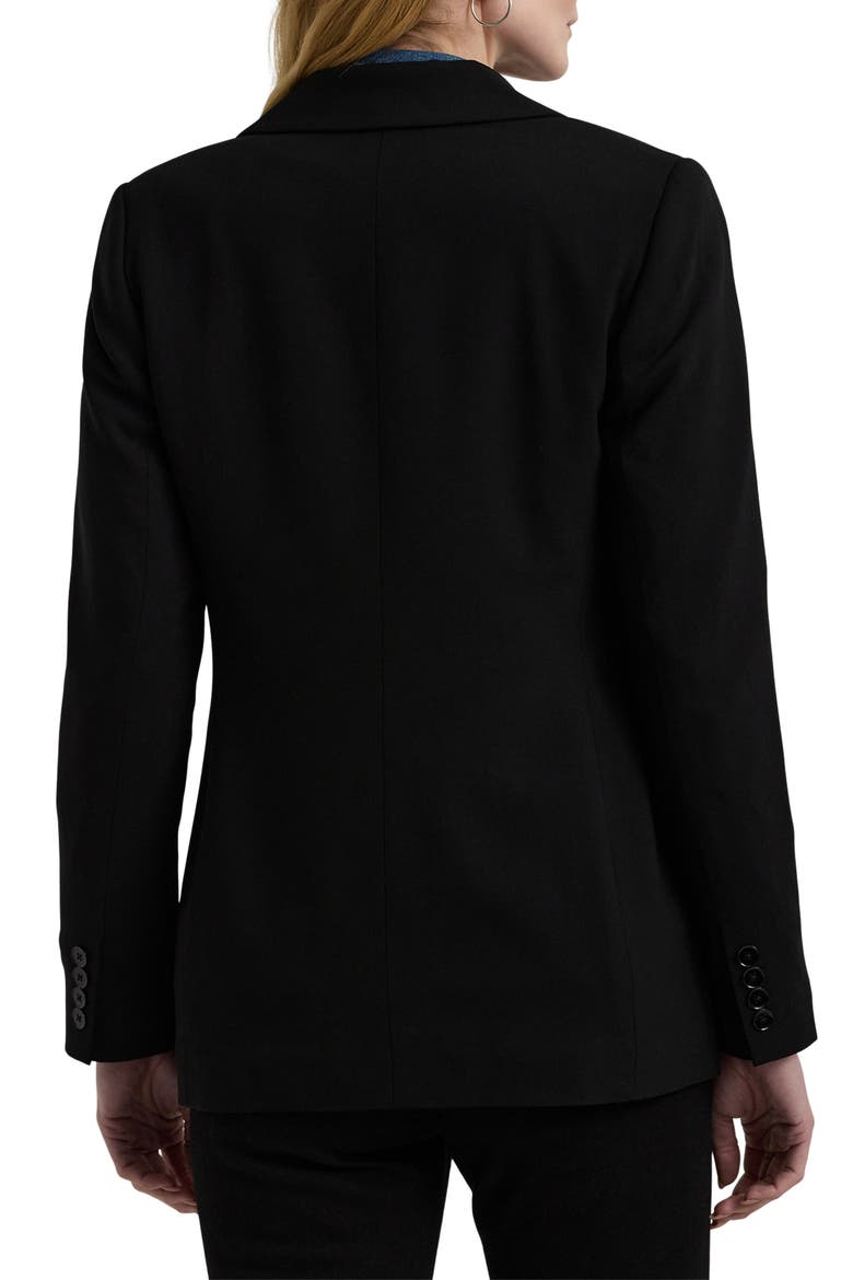 Double Breasted Stretch Wool Crepe Blazer, Alternate, color, BLACK