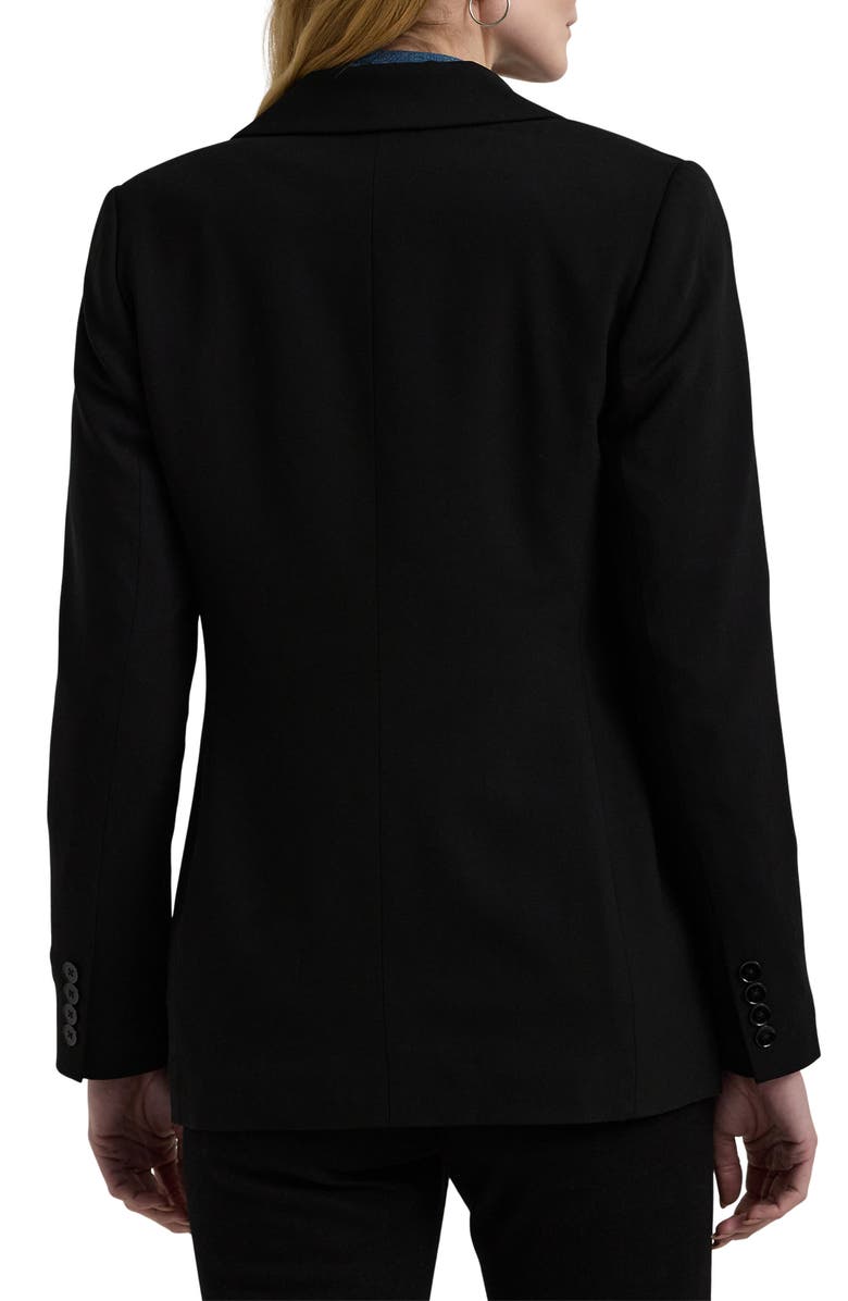 Lauren Ralph Lauren Double Breasted Stretch Wool Crepe Blazer, Alternate, color, Polo Black