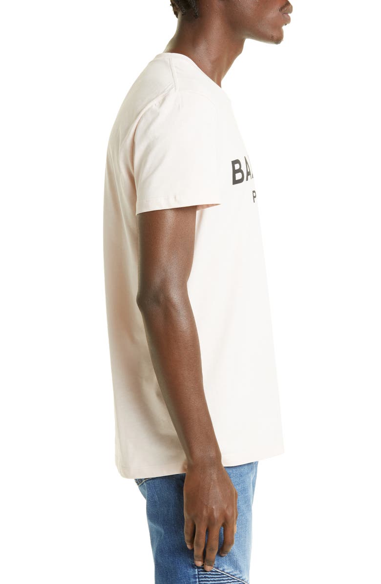 Balmain Flocked Logo Cotton T-Shirt, Alternate, color, 