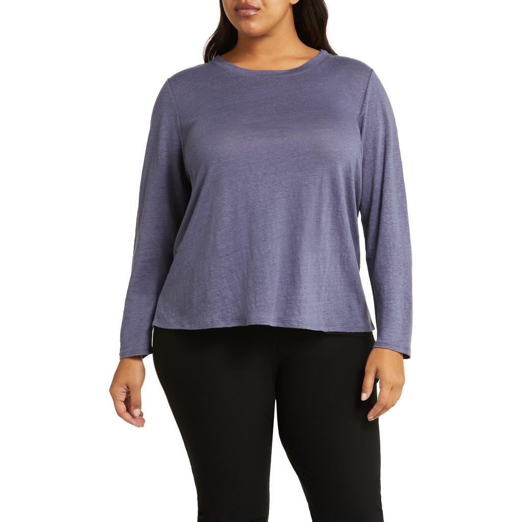 Eileen Fisher Long-sleeve Organic Linen Jersey Tee