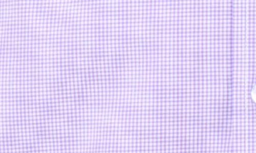 Tailorbyrd Micro Gingham Stretch Cotton Button-up Shirt In Purple