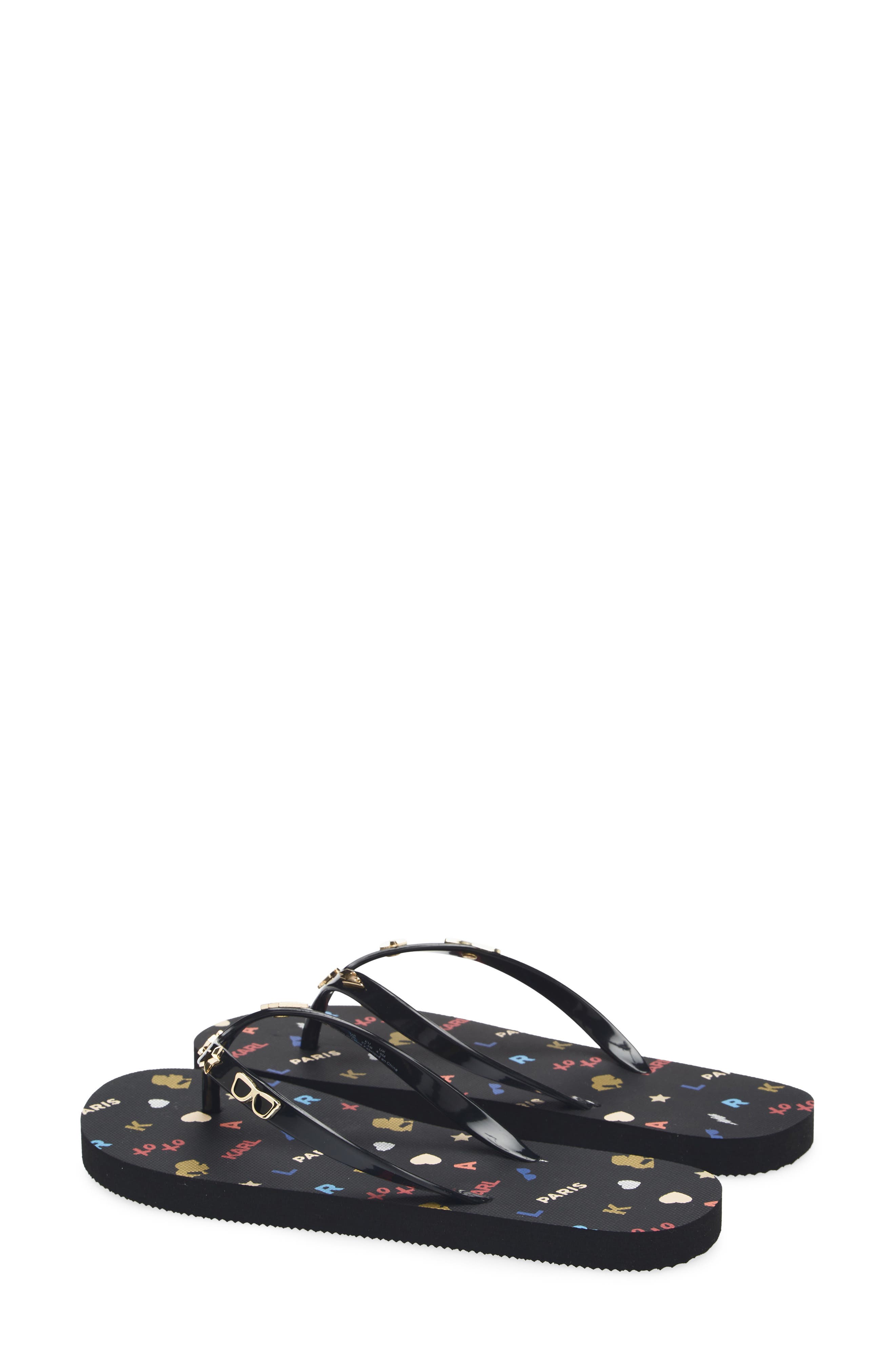 KARL LAGERFELD PARIS Zaid Flip Flop Sandal, Alternate, color, Black Multi