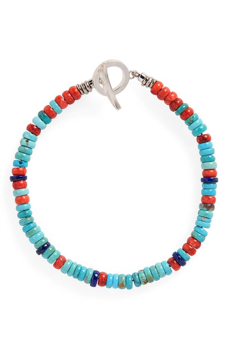 Mikia Heishi Stone & Coral Bead Bracelet, Main, color, 