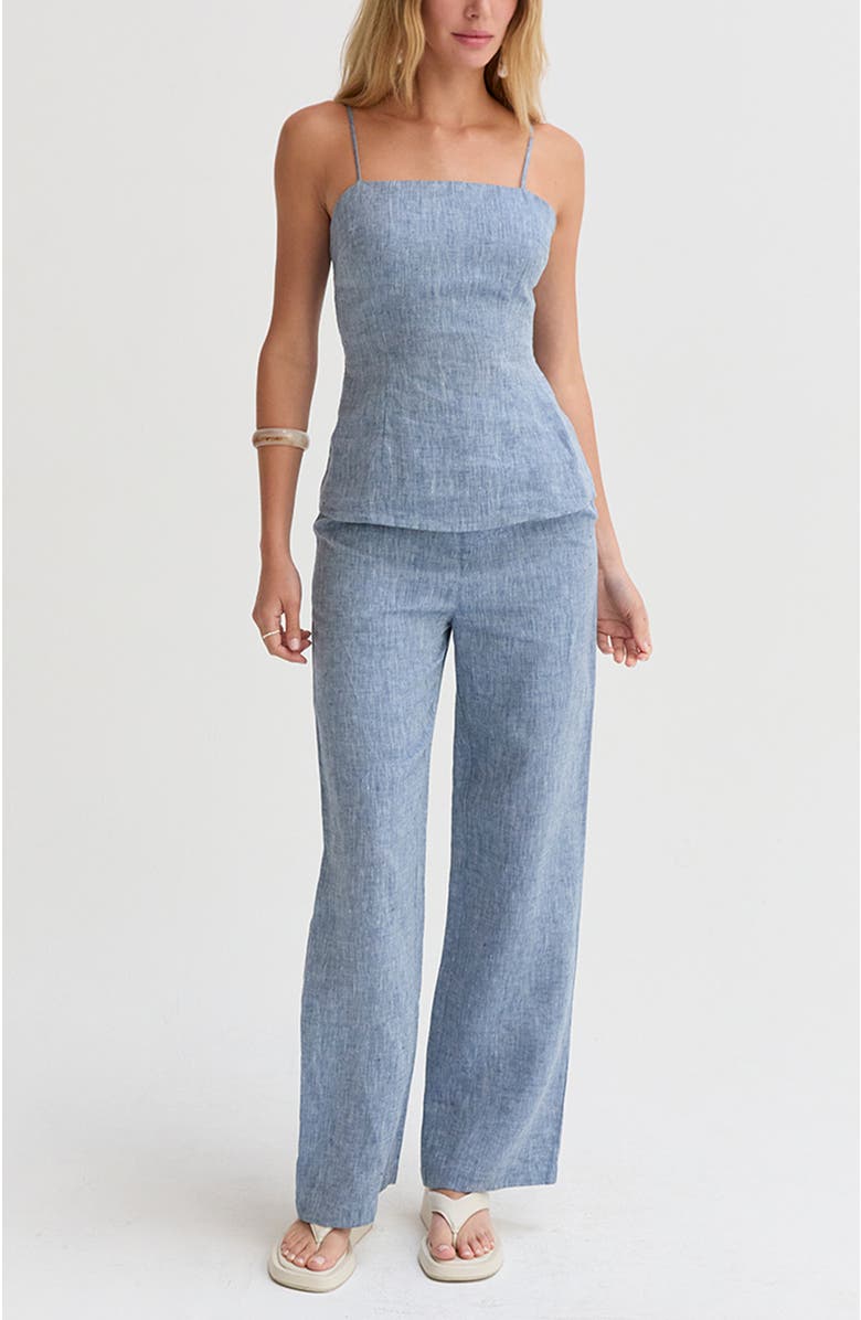 CRESCENT Linen Wide Leg Pants, Alternate, color, Blue