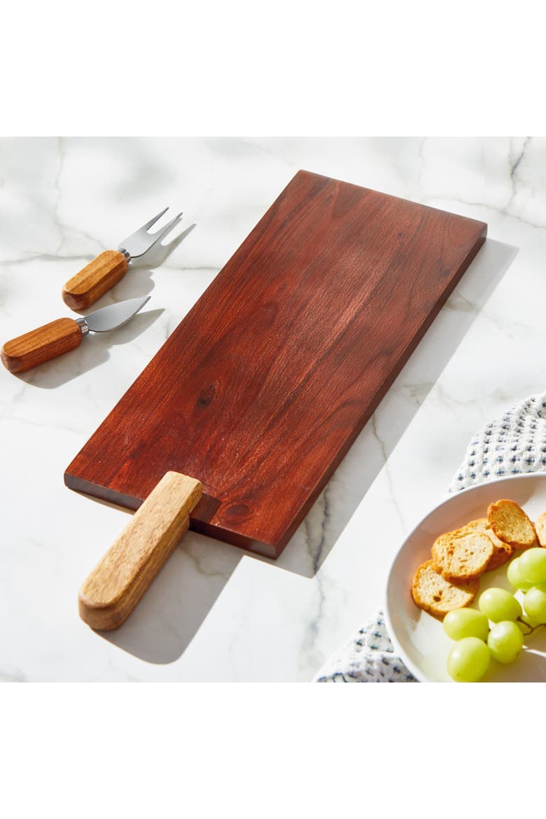 Verge Paddle Board Natural Mango Wood Everyday Serving Tray, Alternate, color, Black