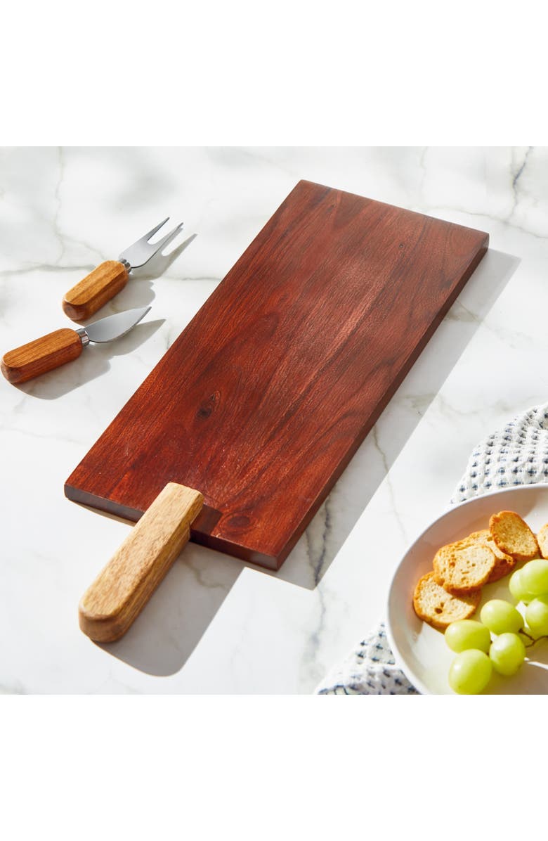 tag Verge Paddle Board Natural Mango Wood Everyday Serving Tray, Alternate, color, Black