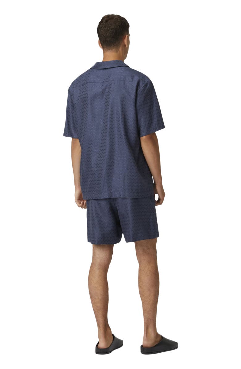 Missoni Cotton, Viscose And Linen Bowling Shirt With Shiny Zigzag Pattern, Alternate, color, Blue