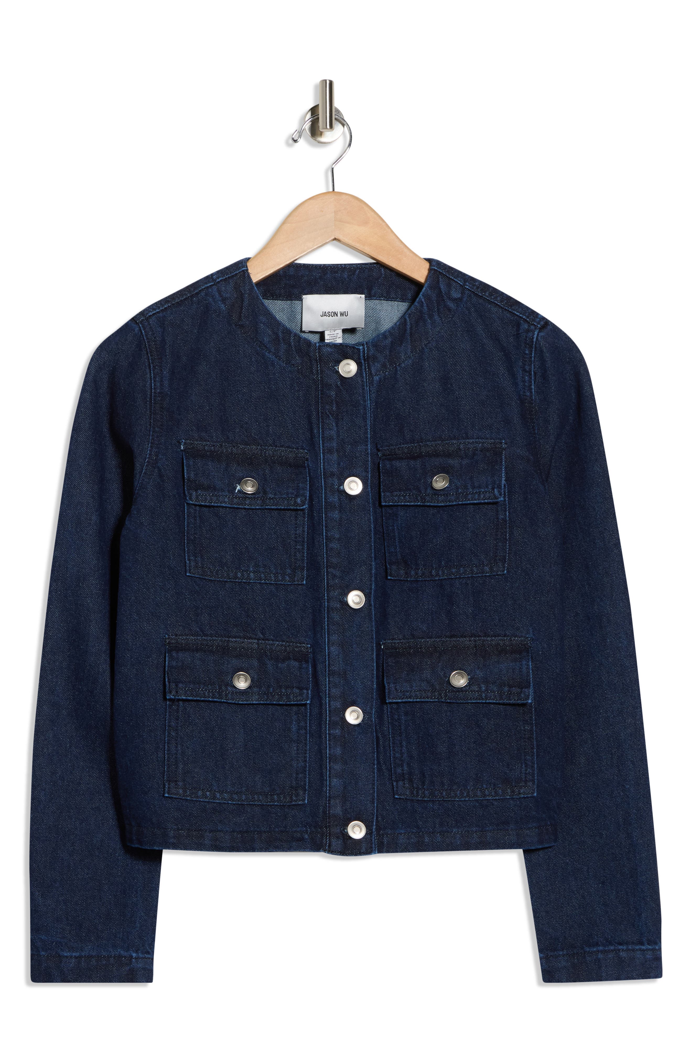 JASON WU Collarless Crop Denim Jacket