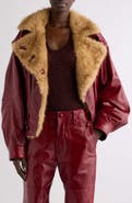 Isabel Marant Valina Leather Jacket with Faux Fur Collar