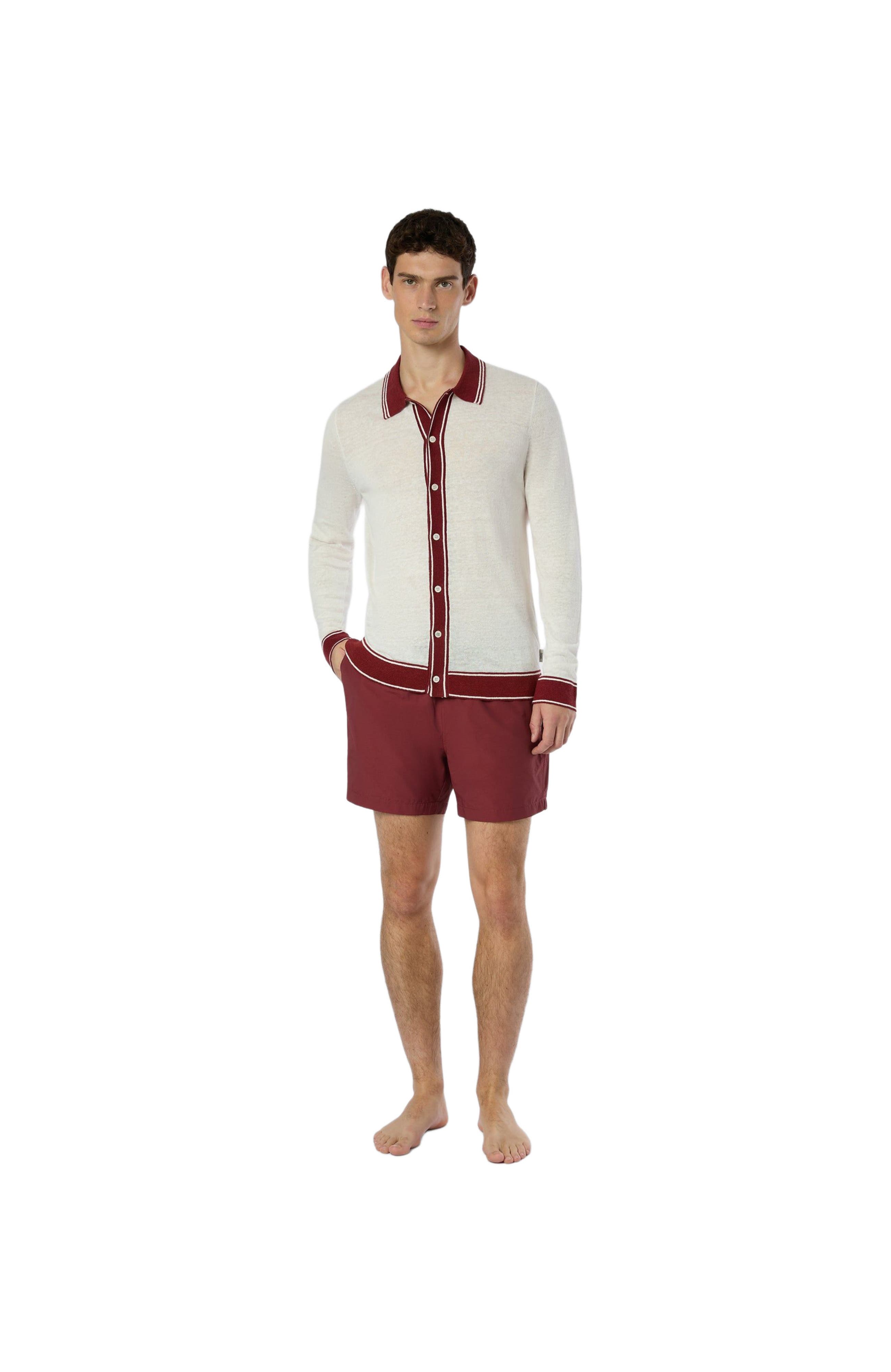 Linen Long Sleeve Sweater Polo - image 3
