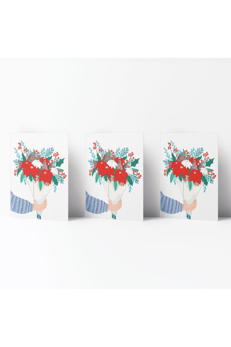 Winter/Holiday Greeting Card Pack Sets (3 ct) Winter Bouquet, Main, color, Multi-Pack