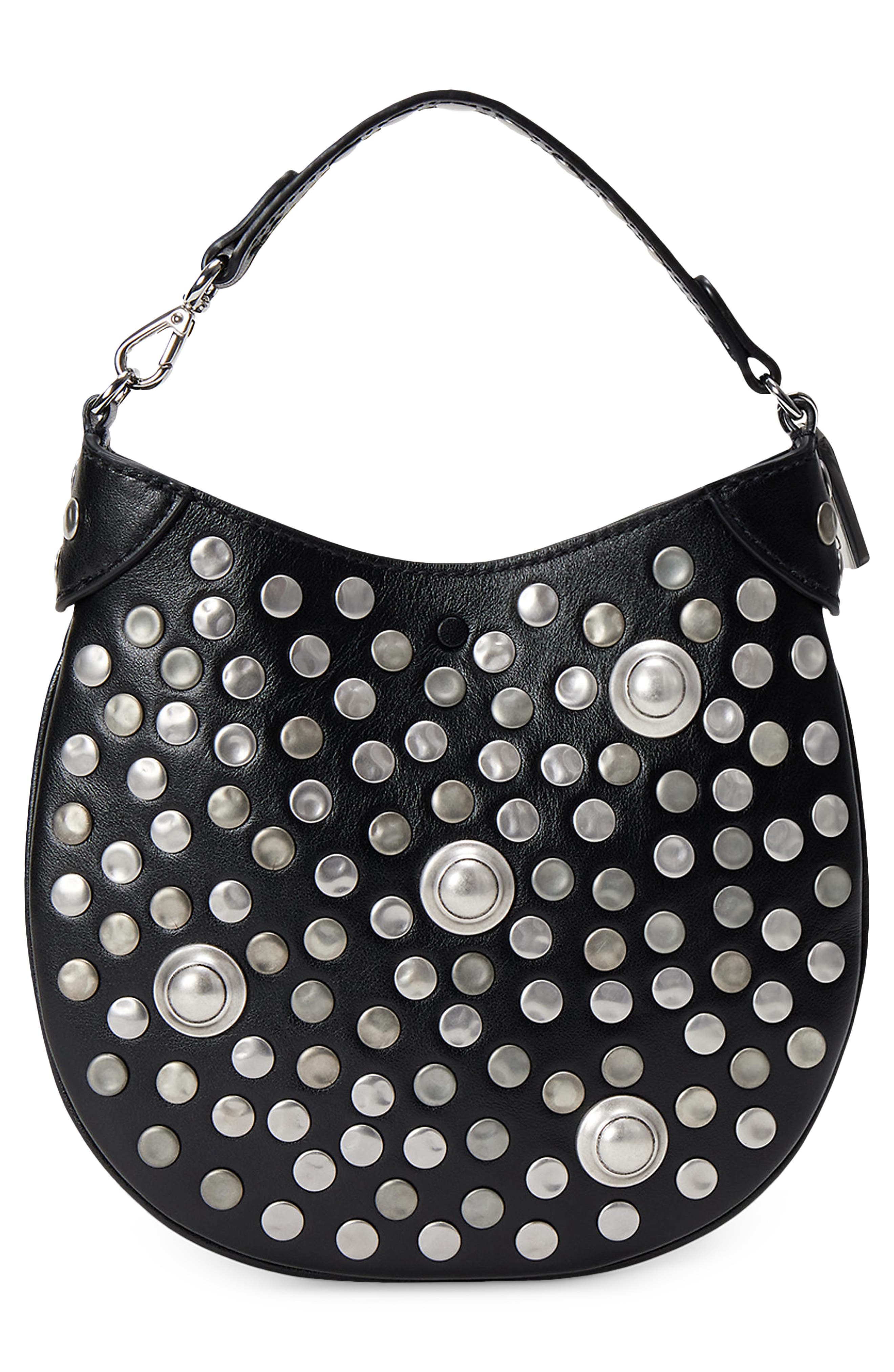 Polo ID Studded Leather Top Handle Bag, Alternate, color, BLACK