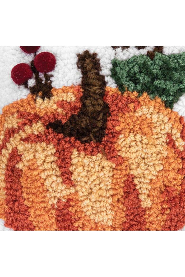 Pumpkin Leaf Hooked Fall Mini Accent Pillow 8" x 8", Alternate, color, Orange