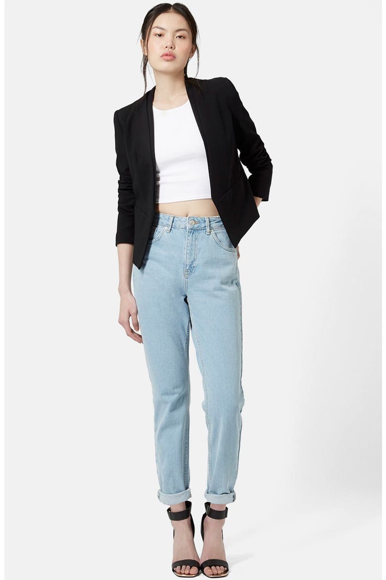 'Poppy' Double Collar Blazer, Alternate, color, BLACK