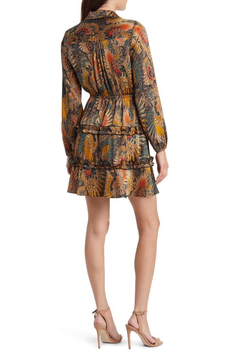 Sam Edelman Fall Feather Long Sleeve Mini Shirtdress, Alternate, color, Brown Multi