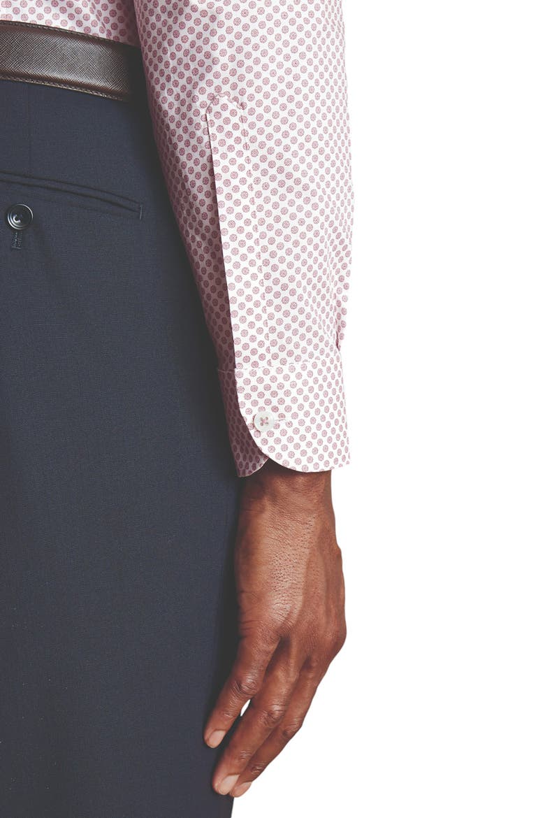 Slim Fit Medallion Non-Iron Stretch Print Shirt, Alternate, color, Claret Pink