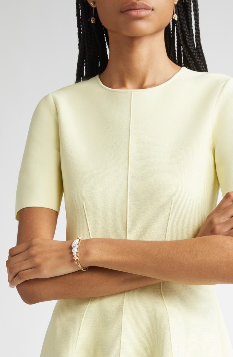 McQueen Crystal Skull & Faux Pearl Bracelet, Alternate, color, 