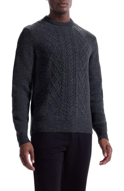Cable Stitch Crewneck Wool Blend Sweater