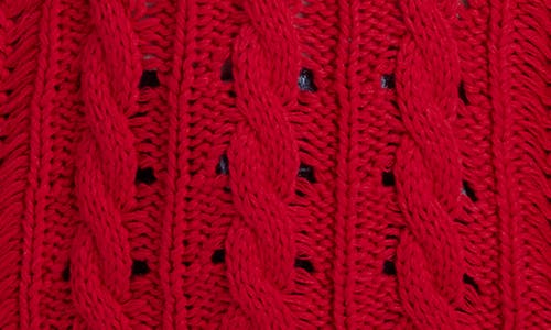 Splendid Martyne Cotton Cable Crewneck Sweater In Ruby