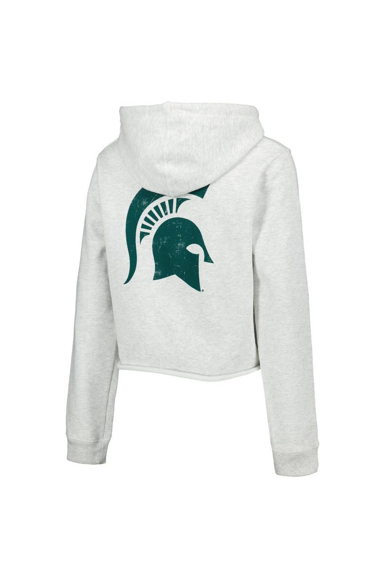 Women's League Collegiate Wear Ash Michigan State Spartans 2-Hit 1636 Cropped Pullover Hoodie, Alternate, color, Ash