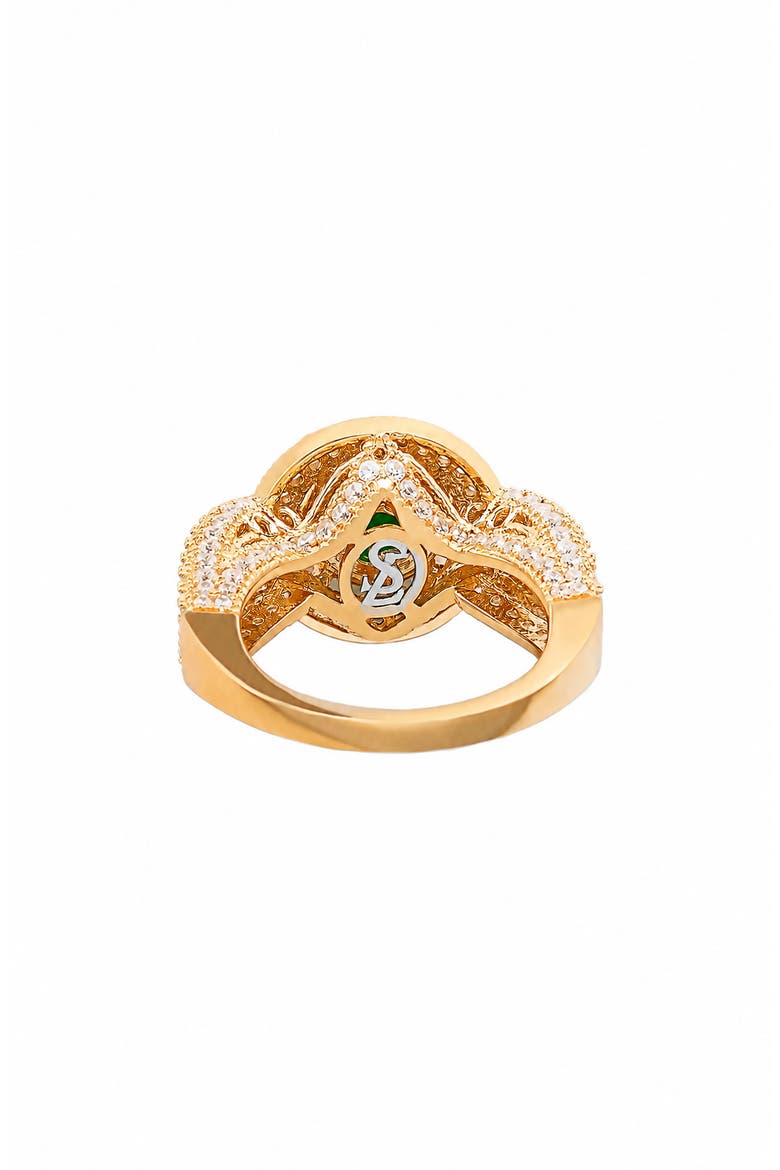 Cubic Zirconia Halo Ring, Alternate, color, GREEN
