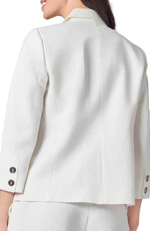 Kasper One Button Linen Blend Blazer In Lily White