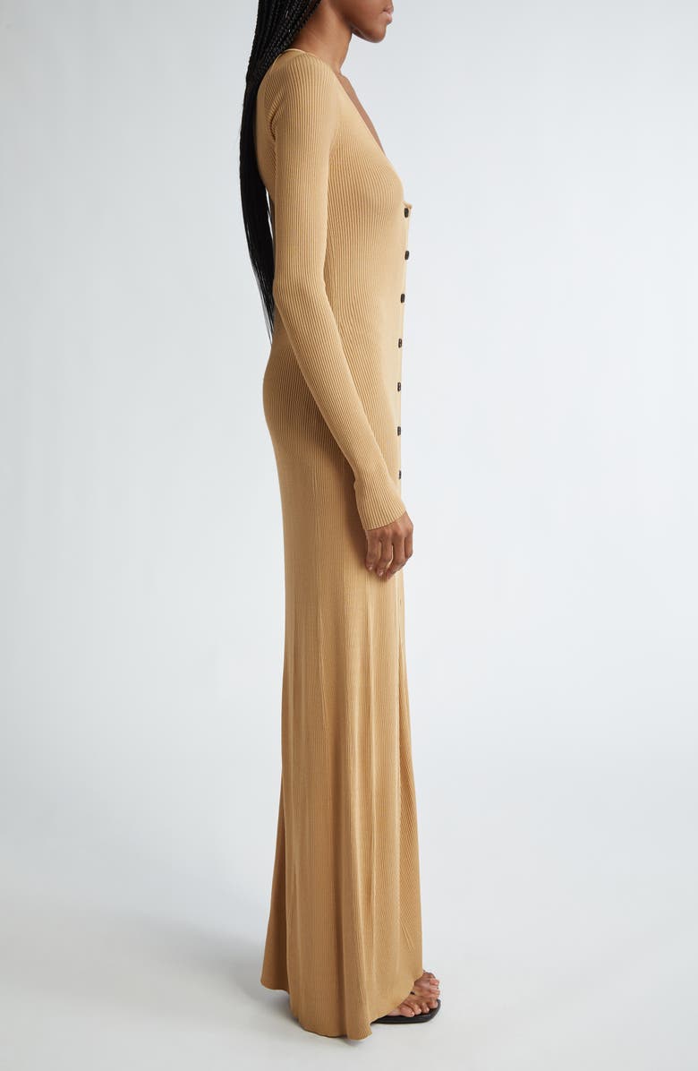 Proenza Schouler Athena Long Sleeve Button Front Rib Maxi Dress, Alternate, color,