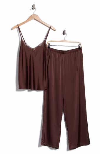 Lace Trim Satin Camisole & Pants Pajamas