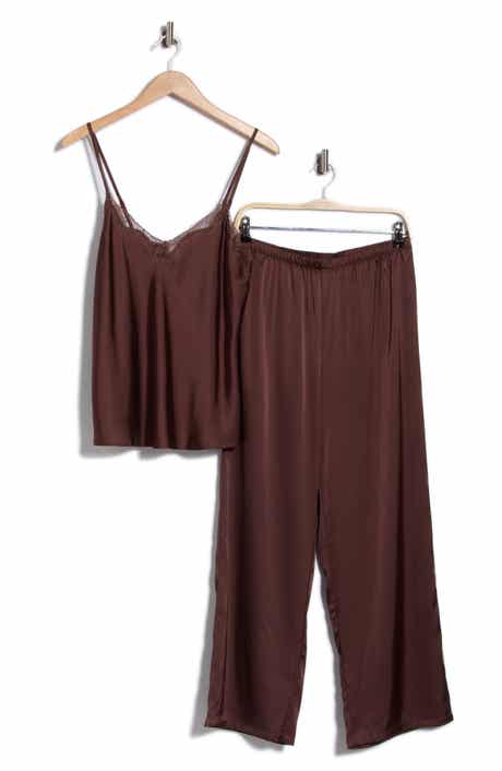 Lace Trim Satin Camisole & Pants Pajamas