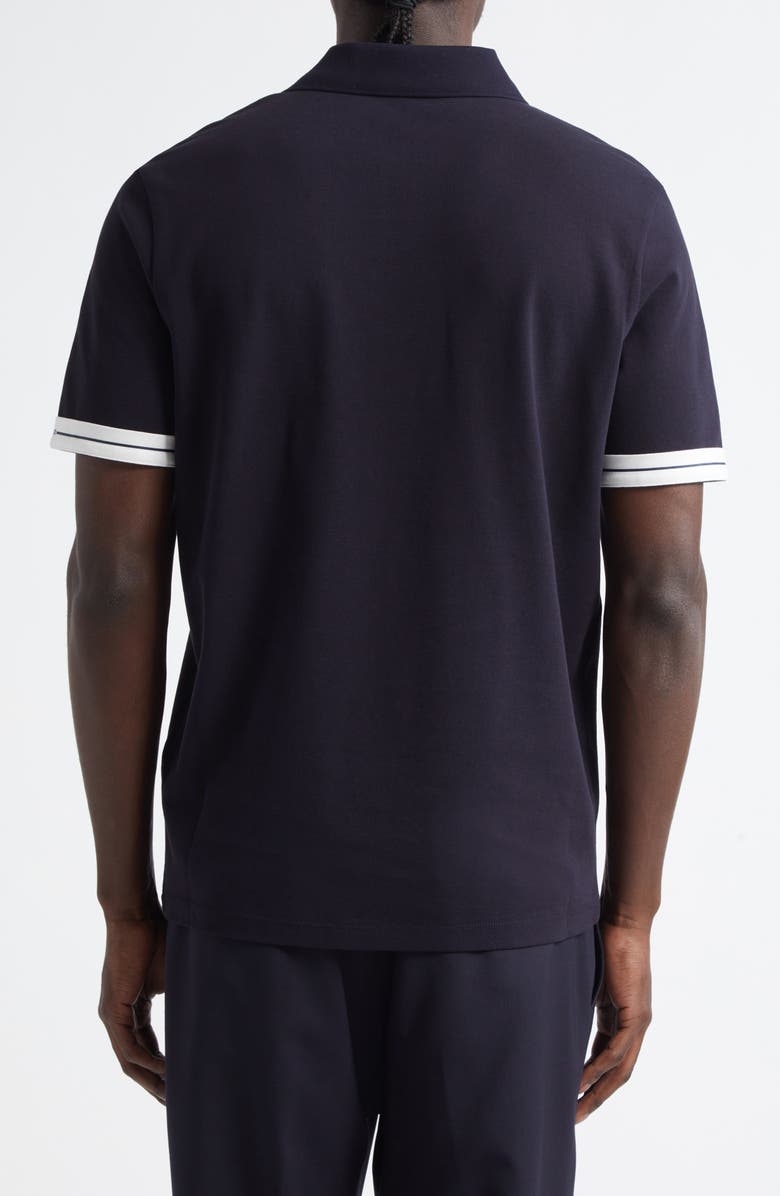 Moncler Tipped Cotton Piqué Polo, Alternate, color, Navy Blue