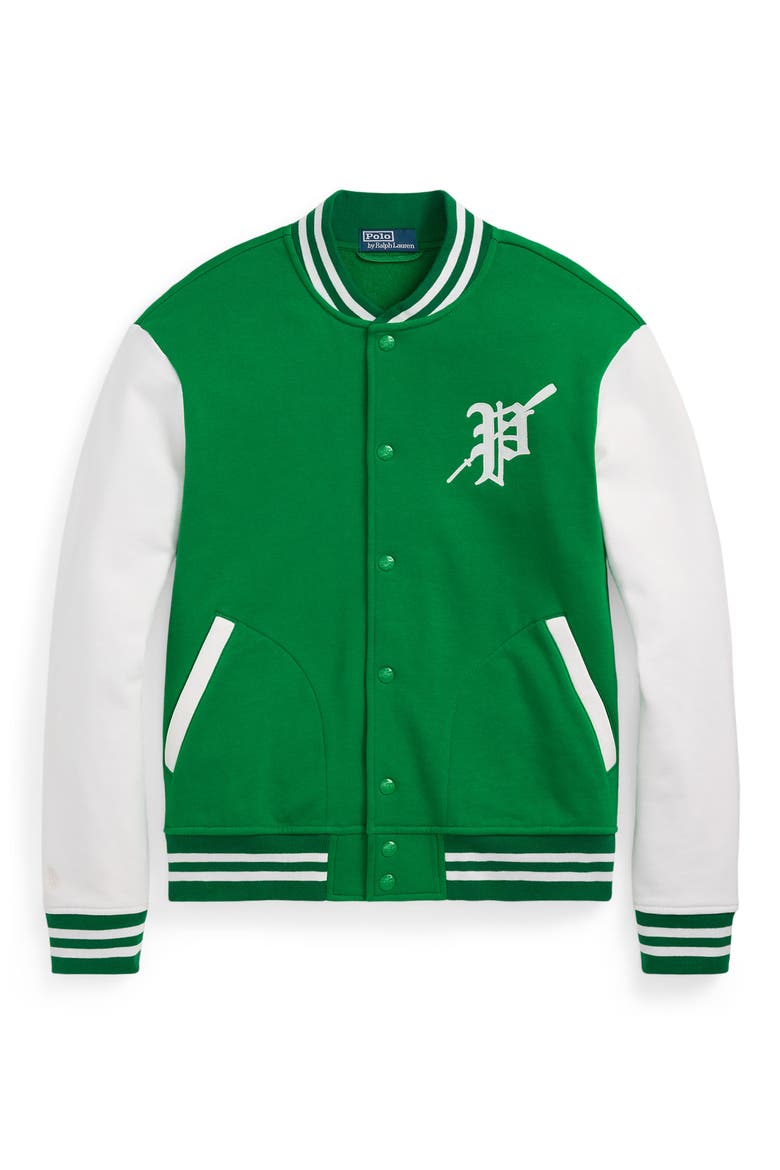 Graphic Fleece Baseball Jacket, Alternate, color, CRUISE GREEN/NEVIS