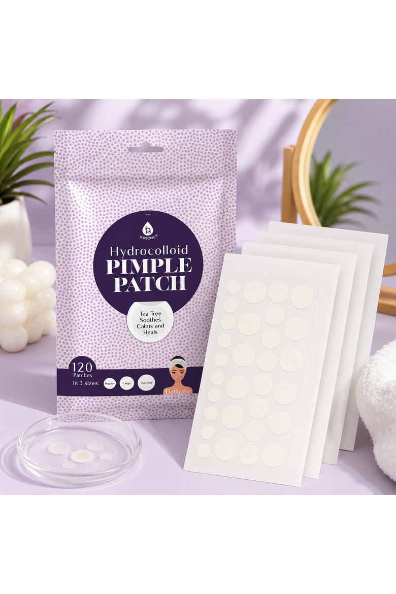 120-Count Multi-Size Hydrocolloid Pimple Patches, Alternate, color, White