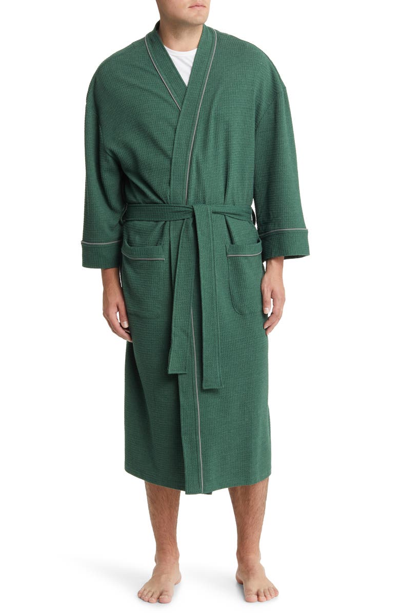 Majestic International Waffle Knit Robe, Main, color, Grass Green