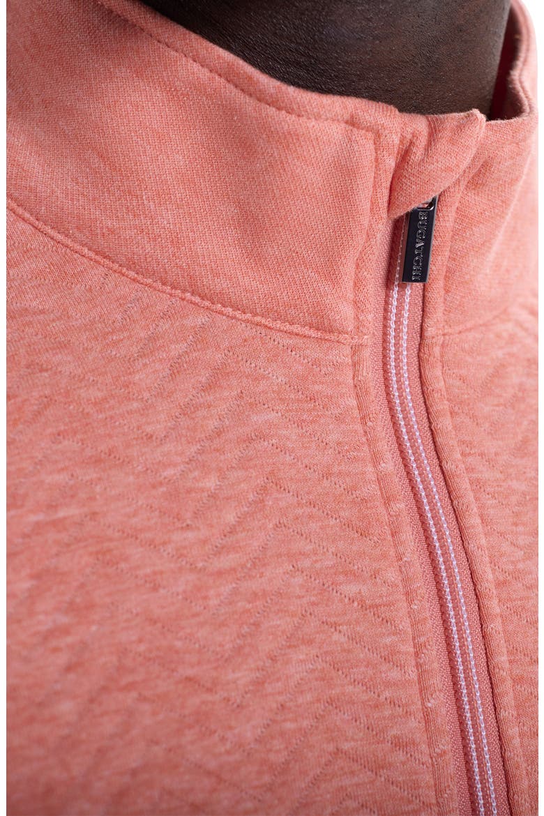 Chevron Quarter Zip Cotton Blend Pullover, Alternate, color, CORAL